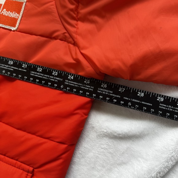 Vintage Weathercaster Jacket Mens Large Red FRAM Autolite Patch Workwear 80s USA - Picture 7 of 8